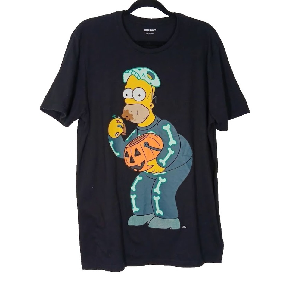 Old Navy The Simpsons Homer L Halloween Skeleton Costume Graphic T-Shirt Black